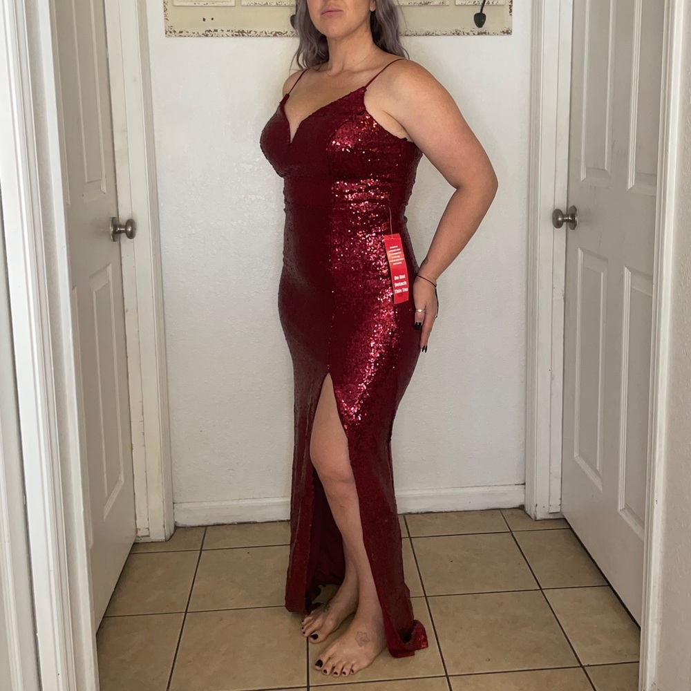 Size 11/12 sequins dress with slit NWT
